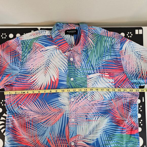 Pacsun Men's Tropical Button-up Palm Leaves Print Multicolor Shirt | XL - Picture 7 of 14